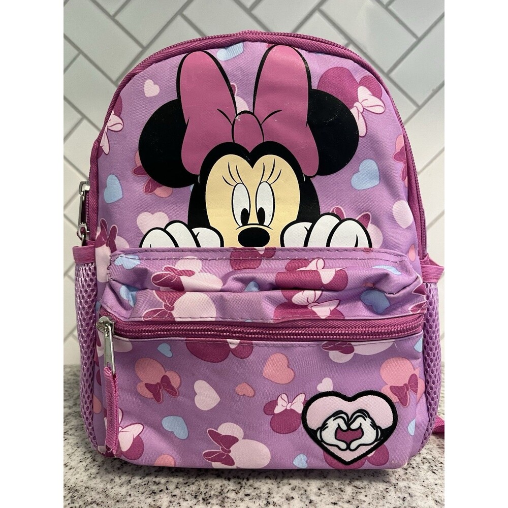 Disney Minnie Mouse Toddler Backpack Pink Hearts Bows Girls Mini Bag 12” 2024